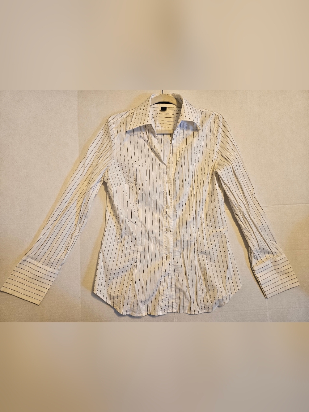 Express White Shirt with Black Pinstripes